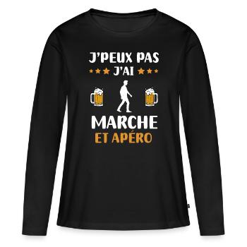 I can't I walked aperitif humor gift - Women's Premium Organic Long Sleeve Shirt - black - Front - Julia (174cm)