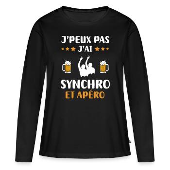 Ich kann keinen Aperitif zum Synchronschwimmen haben - Frauen Premium Bio Langarmshirt - Schwarz - Vorne - Julia (174cm)