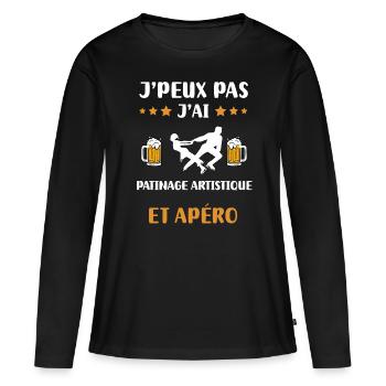 Ich kann keinen Eiskunstlauf-Aperitif haben - Frauen Premium Bio Langarmshirt - Schwarz - Vorne - Julia (174cm)