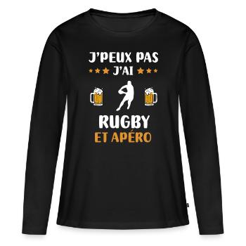 je peux pas j'ai rugby homme apéro humour cadeau - T-shirt manches longues Premium bio Femme - noir - Devant - Julia (174cm)
