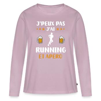 Ich kann nicht Ich lief Aperitif Humor Geschenk - Frauen Premium Bio Langarmshirt - Altrosa - Vorne - Julia (174cm)