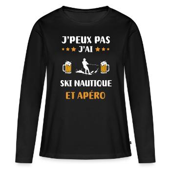 I can't I water ski aperitif humor gift - Women's Premium Organic Long Sleeve Shirt - black - Front - Julia (174cm)