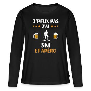 je peux pas j'ai ski apéro humour cadeau - T-shirt manches longues Premium bio Femme - noir - Devant - Julia (174cm)