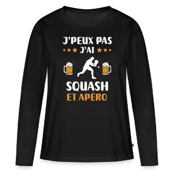 je peux pas j'ai squash apéro humour cadeau - T-shirt manches longues Premium bio Femme - noir - Devant - Julia (174cm)