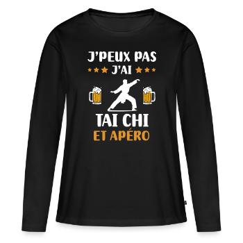je peux pas j'ai tai chi apéro humour cadeau - T-shirt manches longues Premium bio Femme - noir - Devant - Julia (174cm)