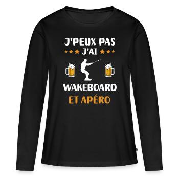 je peux pas j'ai wakeboard apéro humour cadeau - T-shirt manches longues Premium bio Femme - noir - Devant - Julia (174cm)