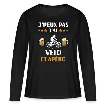 Ich kann nicht, ich habe Fahrrad, Aperitif, Humor, Geschenk - Frauen Premium Bio Langarmshirt - Schwarz - Vorne - Julia (174cm)