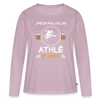 je peux pas course de haies apéro athlète - T-shirt manches longues Premium bio Femme - rose poudré - Devant - Julia (174cm)