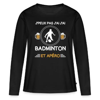 je peux pas j'ai badminton apéro badiste - T-shirt manches longues Premium bio Femme - noir - Devant - Julia (174cm)