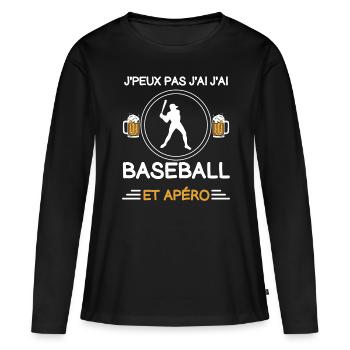 je peux pas j'ai baseball apéro baseballeur - T-shirt manches longues Premium bio Femme - noir - Devant - Julia (174cm)
