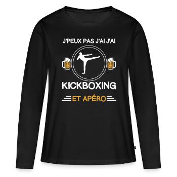 Ich kann nicht Kickboxen Aperitif Kickboxer - Frauen Premium Bio Langarmshirt - Schwarz - Vorne - Julia (174cm)
