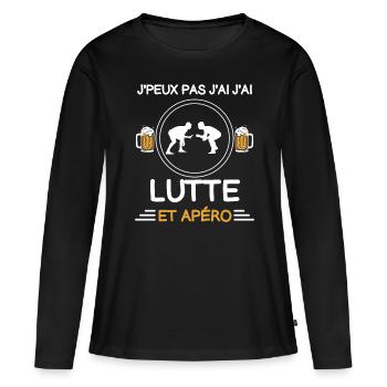I can't I have Lutte apéro lutteur - Frauen Premium Bio Langarmshirt - Schwarz - Vorne - Julia (174cm)