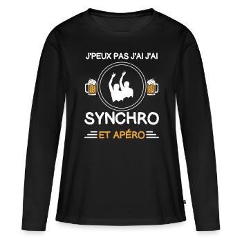 Ich kann keinen Aperitif zum Synchronschwimmen haben - Frauen Premium Bio Langarmshirt - Schwarz - Vorne - Julia (174cm)