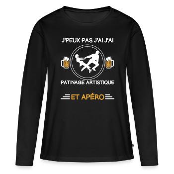 Ich kann keinen Eiskunstlauf-Aperitif haben - Frauen Premium Bio Langarmshirt - Schwarz - Vorne - Julia (174cm)