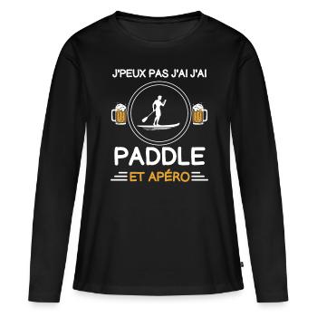 je peux pas j'ai paddle apéro paddleur - T-shirt manches longues Premium bio Femme - noir - Devant - Julia (174cm)