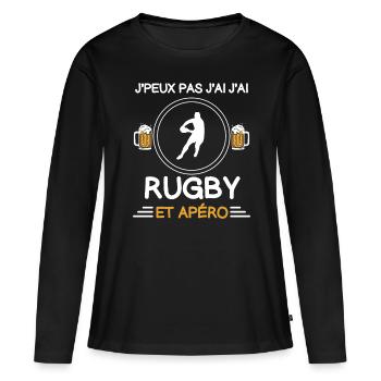 I can't I have rugby man aperitif rugbyman - Women's Premium Organic Long Sleeve Shirt - black - Front - Julia (174cm)