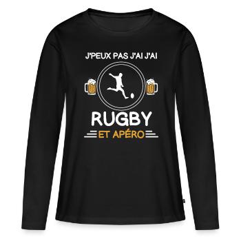 je peux pas j'ai rugby apéro rugbyman - T-shirt manches longues Premium bio Femme - noir - Devant - Julia (174cm)