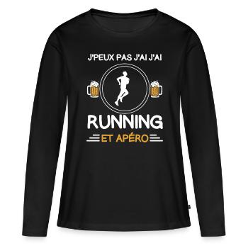 je peux pas j'ai running apéro coureur - T-shirt manches longues Premium bio Femme - noir - Devant - Julia (174cm)