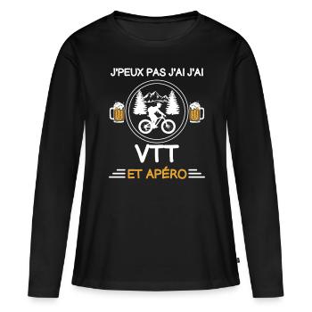 je peux pas j'ai VTT apéro cycliste - T-shirt manches longues Premium bio Femme - noir - Devant - Julia (174cm)
