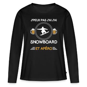 je peux pas j'ai snowboard apéro snowboardeur - T-shirt manches longues Premium bio Femme - noir - Devant - Julia (174cm)