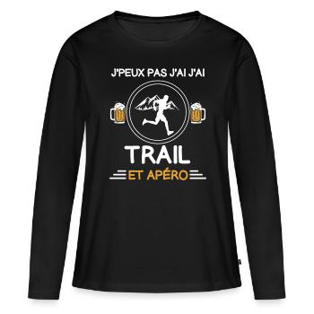 je peux pas j'ai trail apéro traileur - T-shirt manches longues Premium bio Femme - noir - Devant - Julia (174cm)