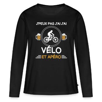 I can't I have bike aperitif cyclist - Frauen Premium Bio Langarmshirt - Schwarz - Vorne - Julia (174cm)
