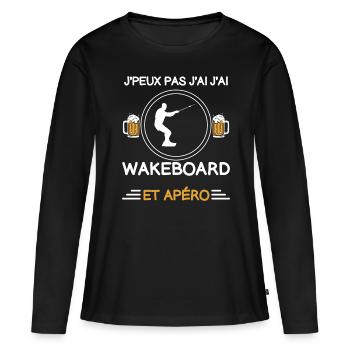 je peux pas j'ai wakeboard apéro wakeboardeur - T-shirt manches longues Premium bio Femme - noir - Devant - Julia (174cm)