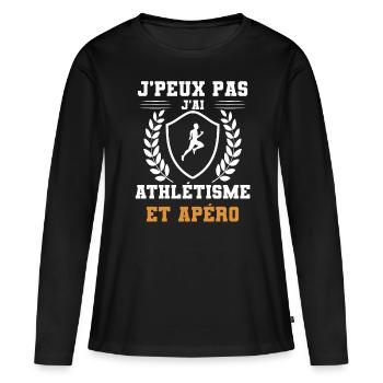 je peux pas j'ai athlétisme courir et apéro humour - T-shirt manches longues Premium bio Femme - noir - Devant - Julia (174cm)
