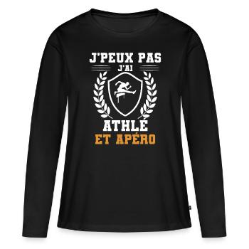I can't I have hurdle race and humorous aperitif - Women's Premium Organic Long Sleeve Shirt - black - Front - Julia (174cm)