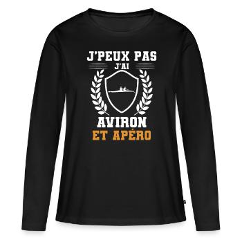 I can't I Rudern und humorvoller Apéro - Frauen Premium Bio Langarmshirt - Schwarz - Vorne - Julia (174cm)