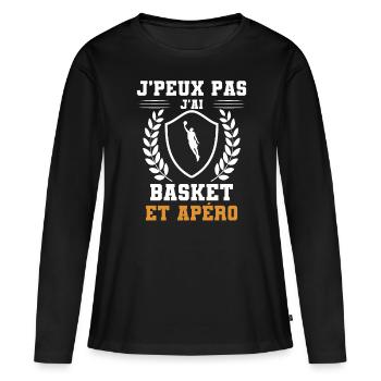 I can't I have basketball and aperitif humor - Women's Premium Organic Long Sleeve Shirt - black - Front - Julia (174cm)