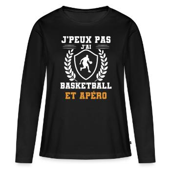 I can't I have basketball and aperitif humor - Women's Premium Organic Long Sleeve Shirt - black - Front - Julia (174cm)