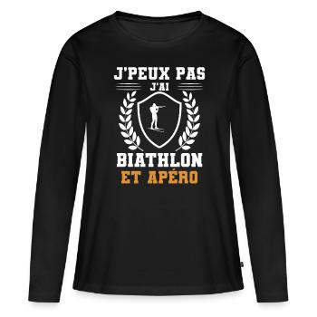 I can't I have biathlon and humorous aperitif - Frauen Premium Bio Langarmshirt - Schwarz - Vorne - Julia (174cm)