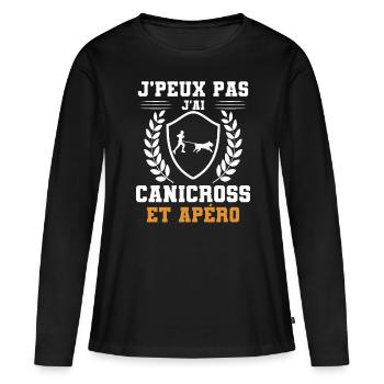 I can't I Canicross und humorvoller Apéro - Frauen Premium Bio Langarmshirt - Schwarz - Vorne - Julia (174cm)