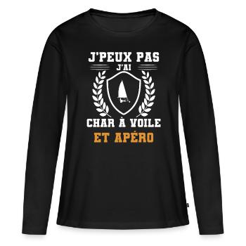 I can't I have sand yachting and humorous aperitif - Women's Premium Organic Long Sleeve Shirt - black - Front - Julia (174cm)