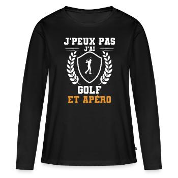 I can't I have Golf und humorvollen Apéro - Frauen Premium Bio Langarmshirt - Schwarz - Vorne - Julia (174cm)