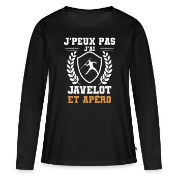 je peux pas j'ai javelot et apéro humour - T-shirt manches longues Premium bio Femme - noir - Devant - Julia (174cm)