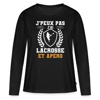 I can't I have Lacrosse und humorous aperitif - Frauen Premium Bio Langarmshirt - Schwarz - Vorne - Julia (174cm)
