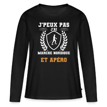 I can't I have Nordic Walking und humorvollen Apéro - Frauen Premium Bio Langarmshirt - Schwarz - Vorne - Julia (174cm)