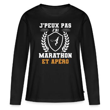 I can't I have marathon and humorous aperitif - Women's Premium Organic Long Sleeve Shirt - black - Front - Julia (174cm)