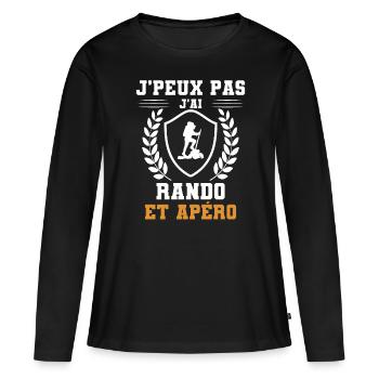 Ich kann ich gewandert und Aperitif Humor - Frauen Premium Bio Langarmshirt - Schwarz - Vorne - Julia (174cm)