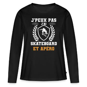 I can't I Skateboard und humorvoller Apéro - Frauen Premium Bio Langarmshirt - Schwarz - Vorne - Julia (174cm)
