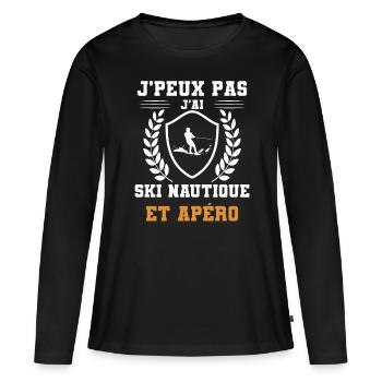 I can't I have water skiing and humorous aperitif - Women's Premium Organic Long Sleeve Shirt - black - Front - Julia (174cm)