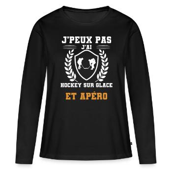 I can't I have ice hockey and humorous aperitif - Frauen Premium Bio Langarmshirt - Schwarz - Vorne - Julia (174cm)