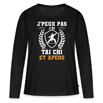je peux pas j'ai tai chi et apéro humour - T-shirt manches longues Premium bio Femme - noir - Devant - Julia (174cm)