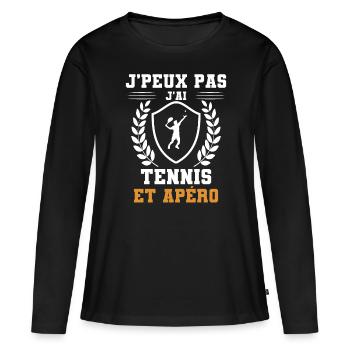 I can't I have tennis man and aperitif humor - Women's Premium Organic Long Sleeve Shirt - black - Front - Julia (174cm)
