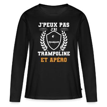 Ich kann nicht Ich habe Trampolin und humorvollen Aperitif - Frauen Premium Bio Langarmshirt - Schwarz - Vorne - Julia (174cm)