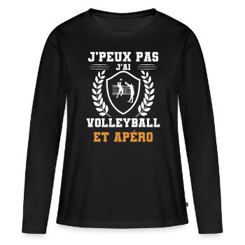je peux pas j'ai volleyball et apéro humour - T-shirt manches longues Premium bio Femme - noir - Devant - Julia (174cm)