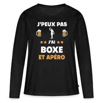 I can't I boxed man aperitif gift - Women's Premium Organic Long Sleeve Shirt - black - Front - Julia (174cm)
