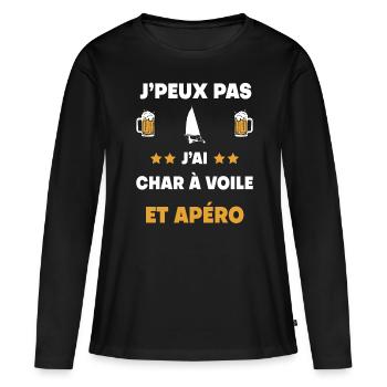 I can't I have sand yachting aperitif gift - Women's Premium Organic Long Sleeve Shirt - black - Front - Julia (174cm)